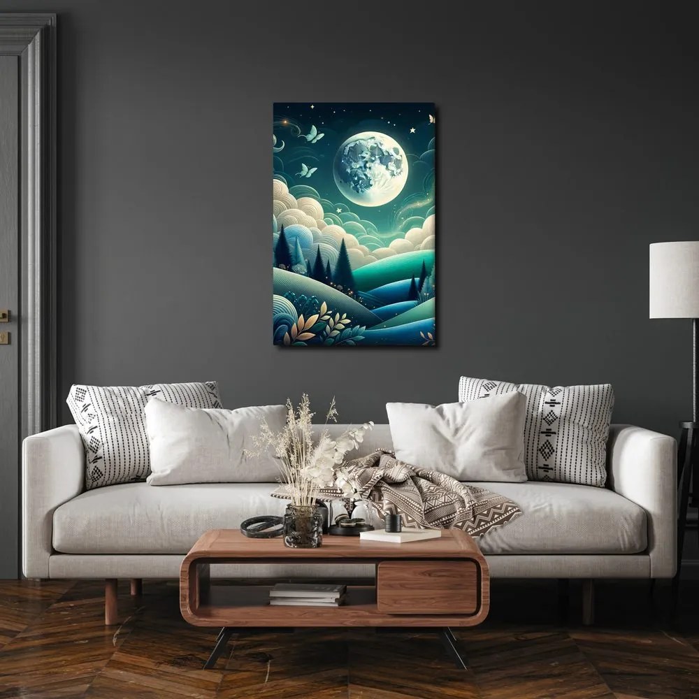Quadro su tela – Natura fiabesca con luna piena
