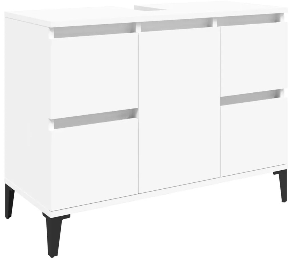 Mobile lavabo bianco 80x33x60 cm in legno multistrato