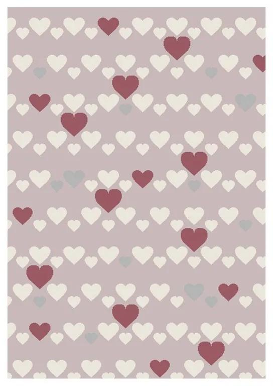 Tappeto Heart kids bambino rosa, 115x170 cm