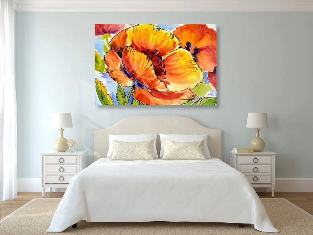 Quadro su tela – Bouquet di fiori di papavero