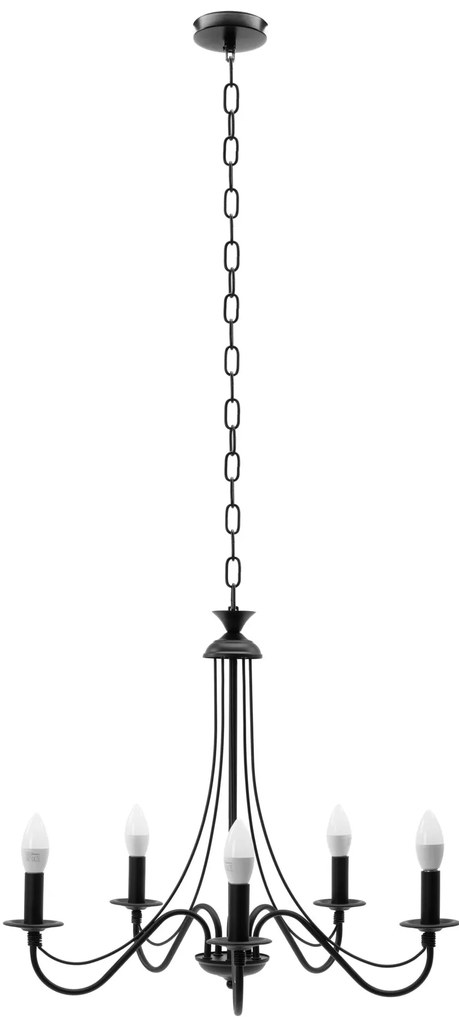 LAMPADA DA SOFFITTO PENSILE RUSTICA  APP647-5CP NERA