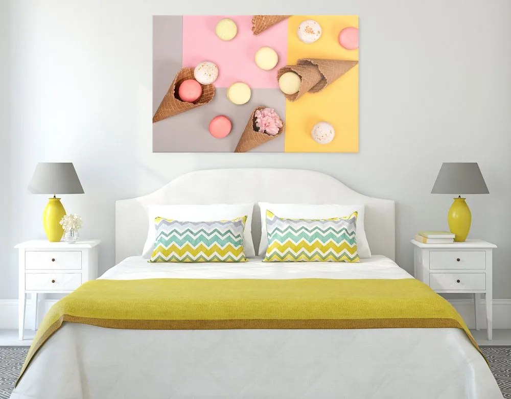 Stampa su tela – Macarons in cono