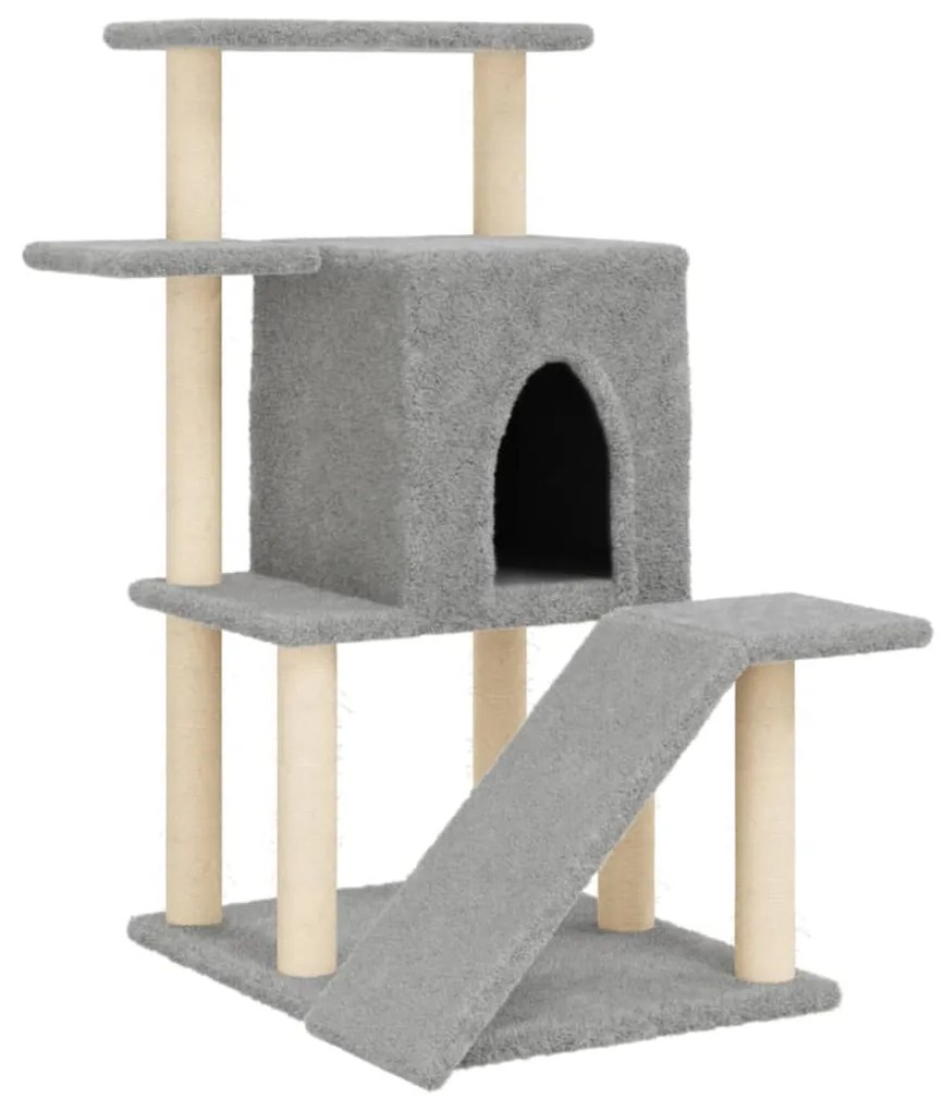 Albero per gatti con tiragraffi in sisal grigio chiaro 97 cm