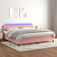 Letto a Molle con Materasso e LED Rosa 200x200 cm in Velluto 3134608