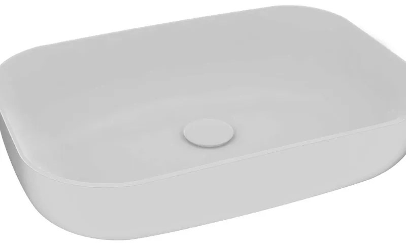 Lavabo da appoggio rettangolare in ceramica L 60 x H 14 x P 20 cm bianco