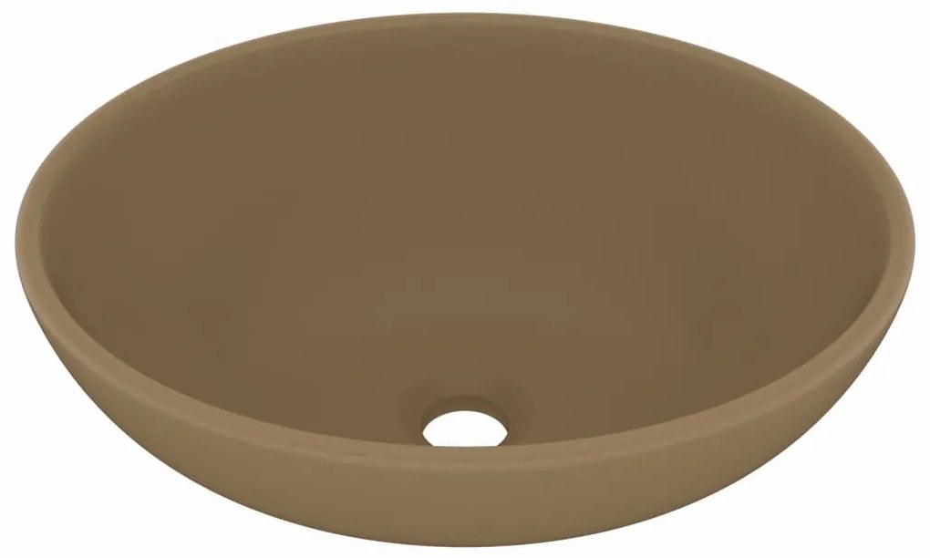 Lavandino Lusso Ovale Crema Opaco 40x33 cm in Ceramica