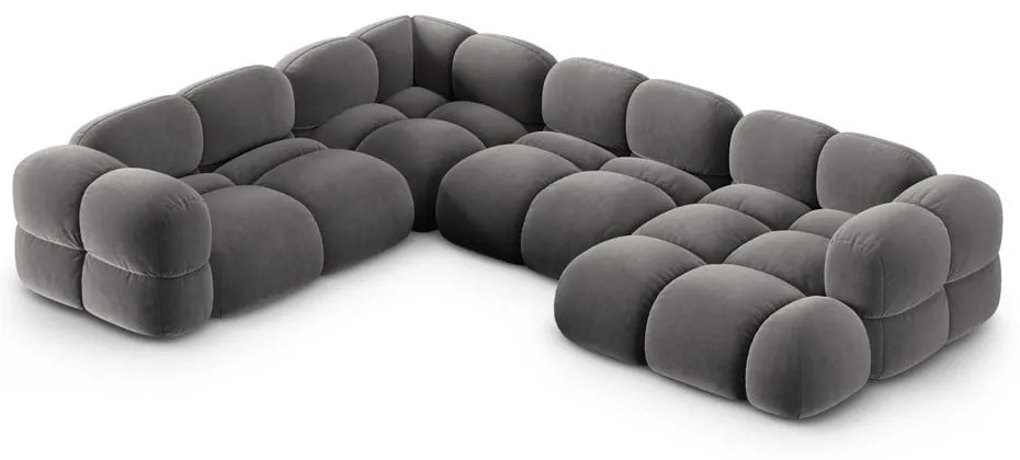 Divano angolare grigio (con penisola a sinistra/a U) con rivestimento in velluto Loretto – Cosmopolitan Design