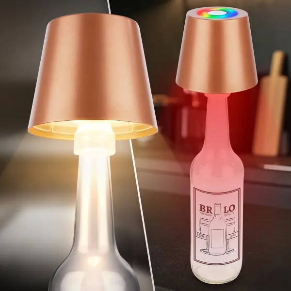 Briloner 7510013 - Lampada da tavolo dimmerabile LED RGB CALIDA, 2,5 W/5 V, IP44, batteria 1200 mAh, finitura bronzo