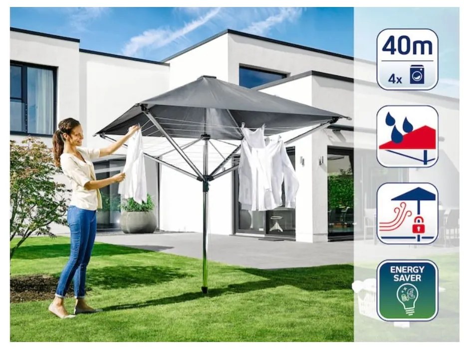 Stendino da giardino argentato 40 m LinoProtect 400 – LEIFHEIT