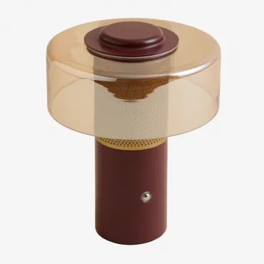 Lampada Da Tavolo Elfriede Led Senza Fili In Vetro E Acciaio Rosso Mattone - Sklum