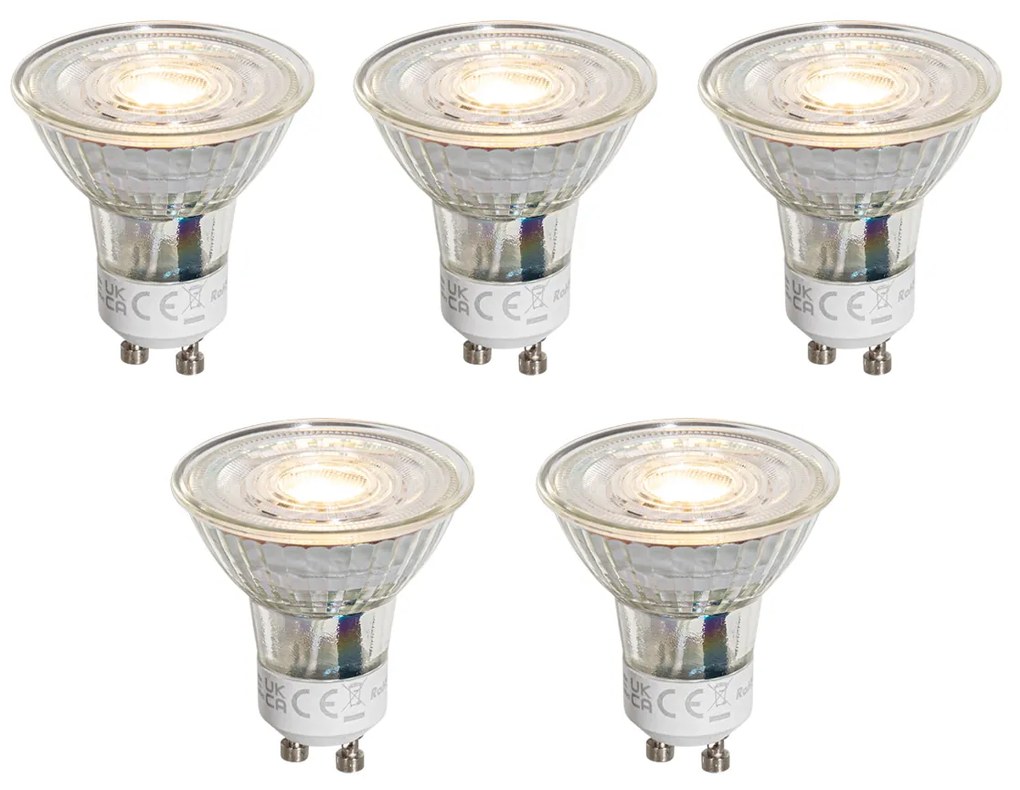 Set van 5 GU10 50mm dimbare LED lampen helder 4.9W 500 lm 2700K
