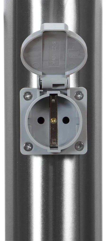 Paletto da giardino con Doppia Presa Corrente 80cm Acciaio Inox E27