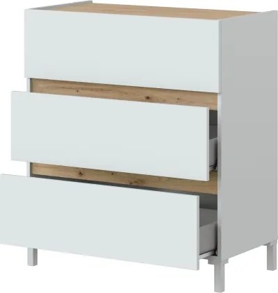 Cassettiera A 3 Cassetti 80x41x90 Design Moderno Tempus Bianca E Rovere Nodi