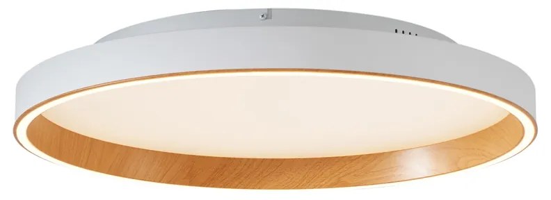 Plafoniera di design bianca con legno 60 cm incl. LED con interruttore a 3 vie - Ingo
