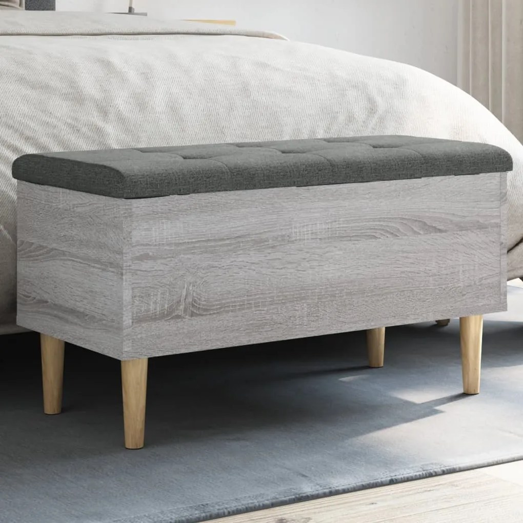 Panca Portaoggetti Grigio Sonoma 82x42x46 Cm Legno Multistrato /