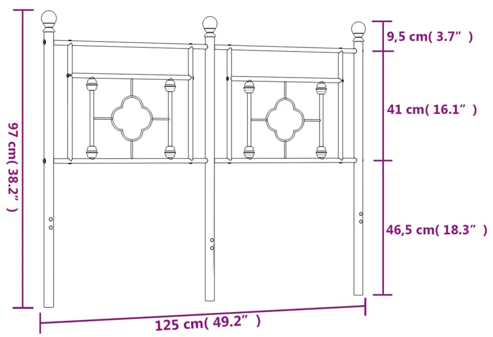 Testiera in Metallo Nero 120 cm