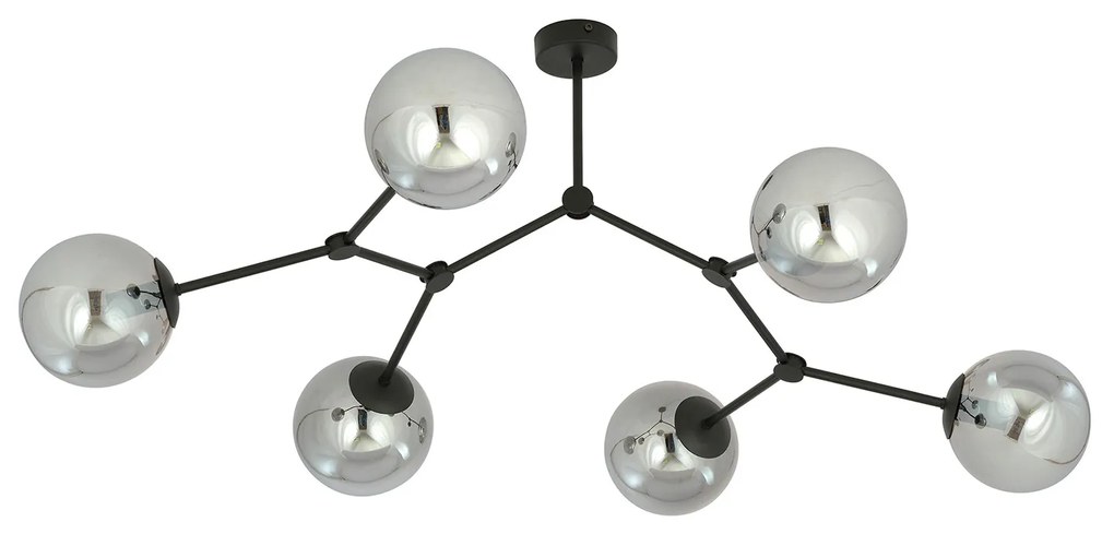Plafoniera Minimal Iperione Acciaio Nero Grigio 6 Luci E14 Ip20