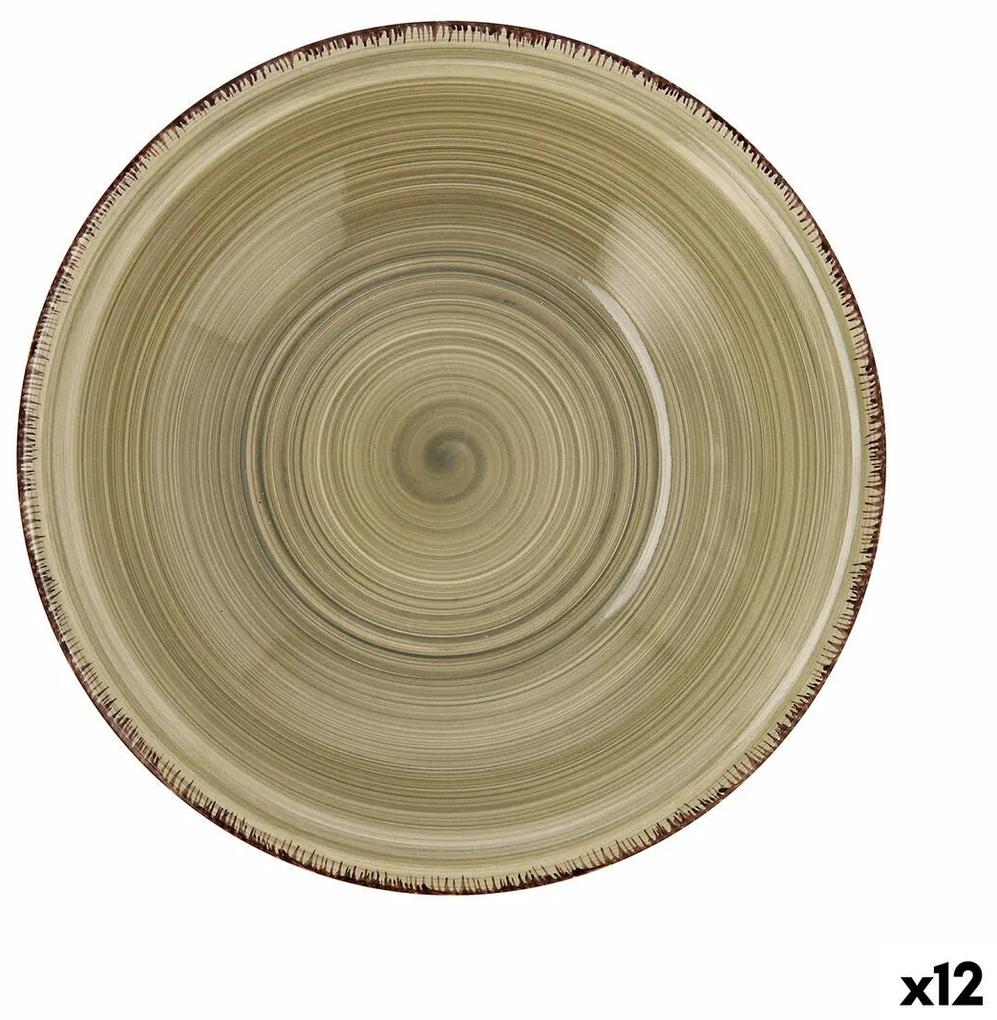 Piatto Fondo Quid Natura Vita Ceramica Verde (ø 21,5 cm) (12 Unità)