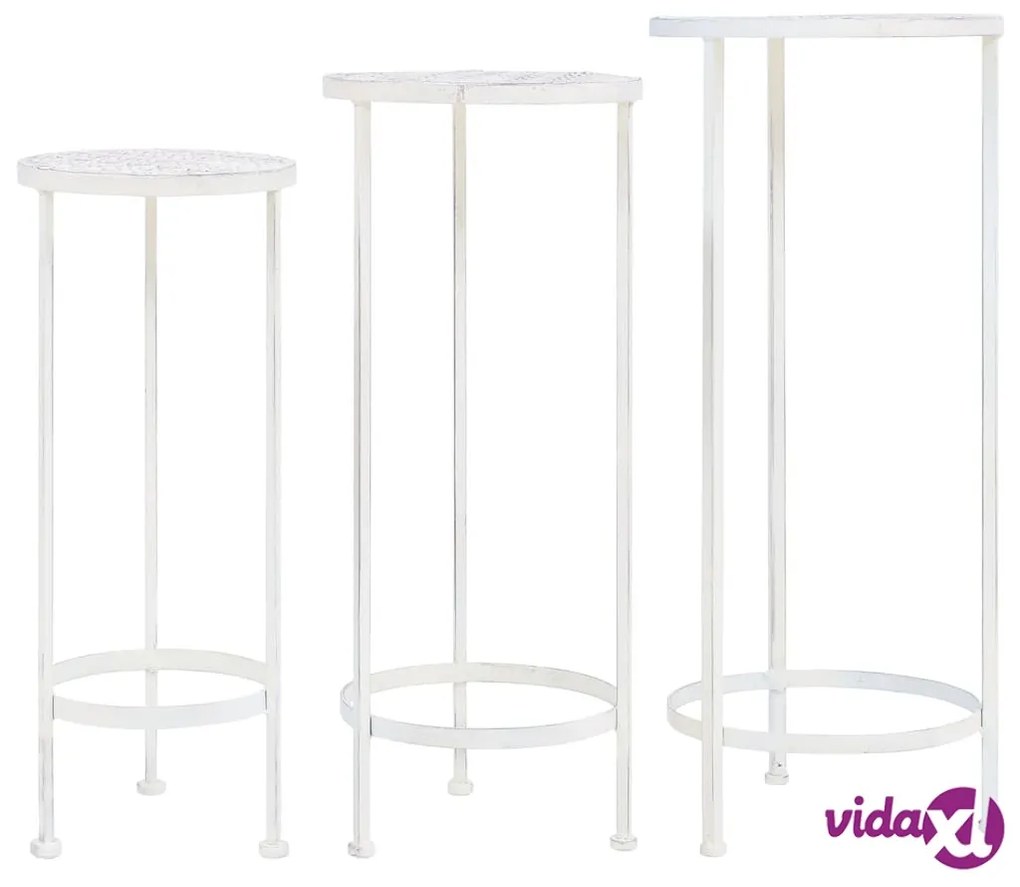 vidaXL Set Piedistalli per Piante 3 pz Vintage Effetto Bianco Anticato