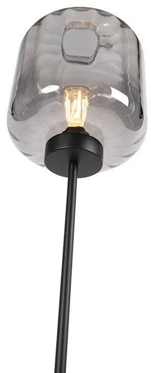 Lampada da terra di design nera con vetro fumé - Qara