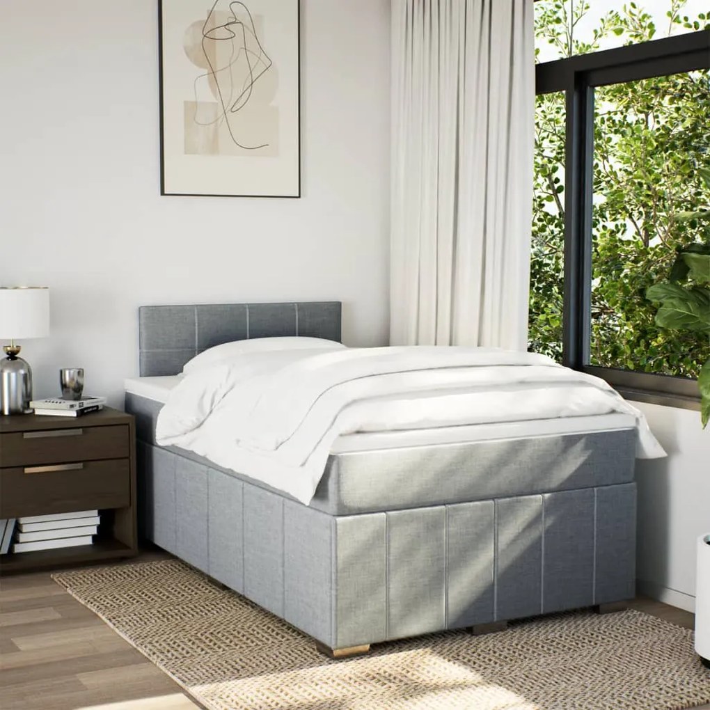 Giroletto a molle con materasso grigio chiaro 120x190cm tessuto