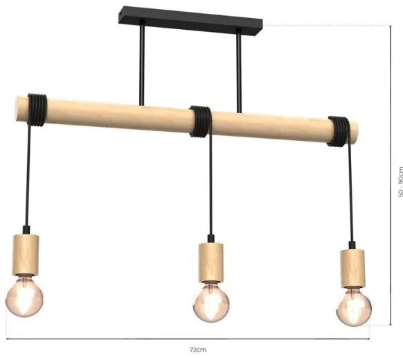 Lampadario a plafone VIGA 3xE27/60W/230V legno