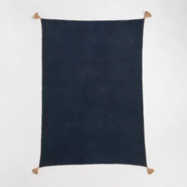 Coperta Scozzese In Cotone Paraiba Nero - Crema Linho - Sklum