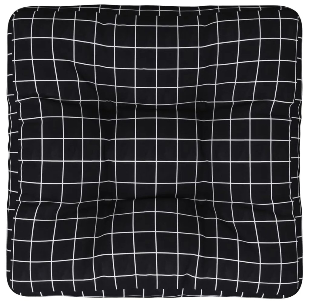 Cuscino per Pallet Motivo a Quadri Nero 50x50x12 cm in Tessuto