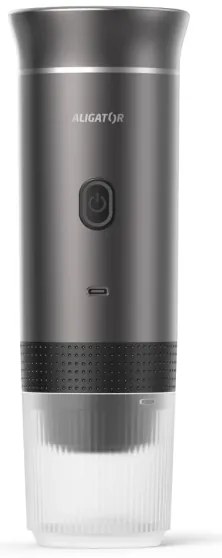 Aligator ACM002 - Macchinetta da caffè portatile ricaricabile PortaCaffé 3 in 1 72W/7500 mAh grigio