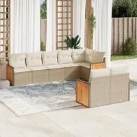 Set Divano da Giardino 8 pz con Cuscini Beige in Polyrattan 3227829