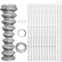 Recinzione in Rete con Pali in Acciaio Zincato 25x0,8 m Argento cod mxl 8299