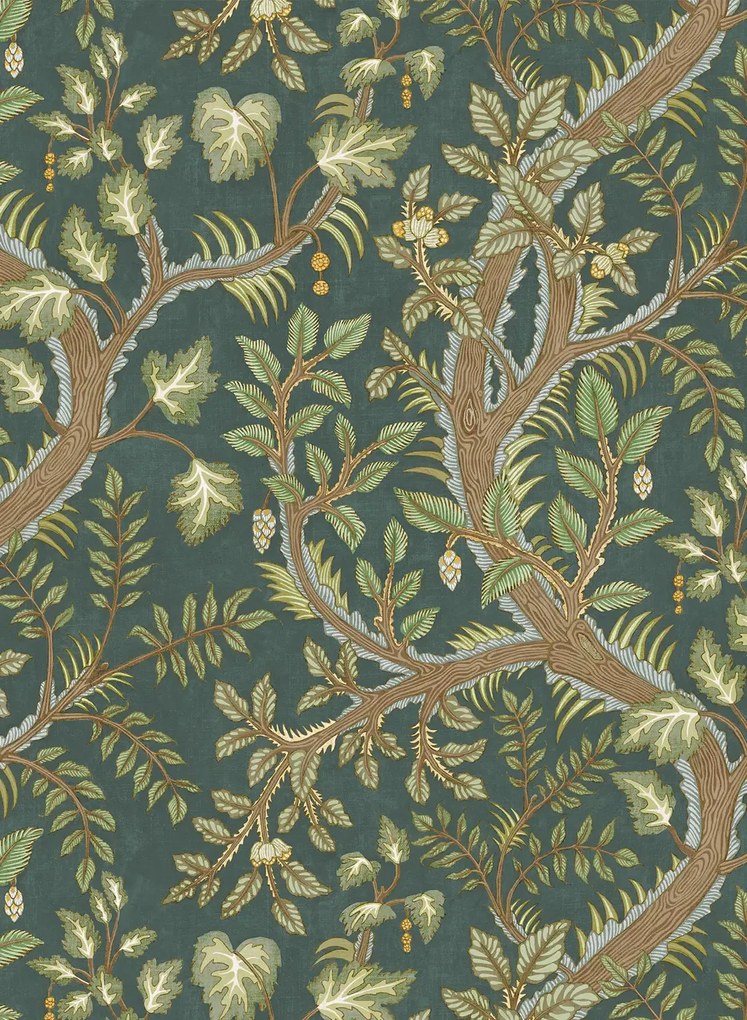 Josephine Munsey Carta da parati Hedgerow - Teal