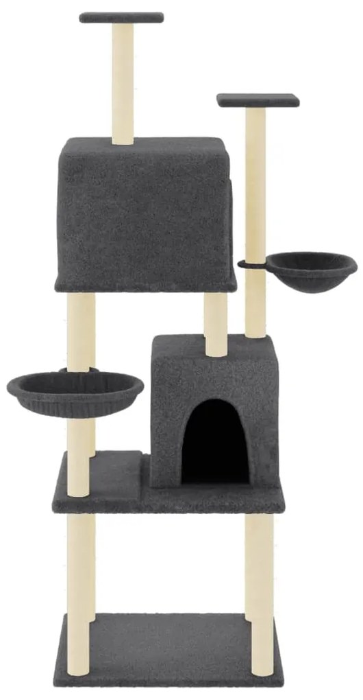 Albero per gatti con tiragraffi in sisal grigio scuro 180 cm