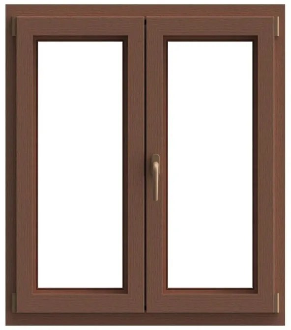 Finestra in PVC rovere dorato L 120 x H 140 cm, 2 ante apertura a destra