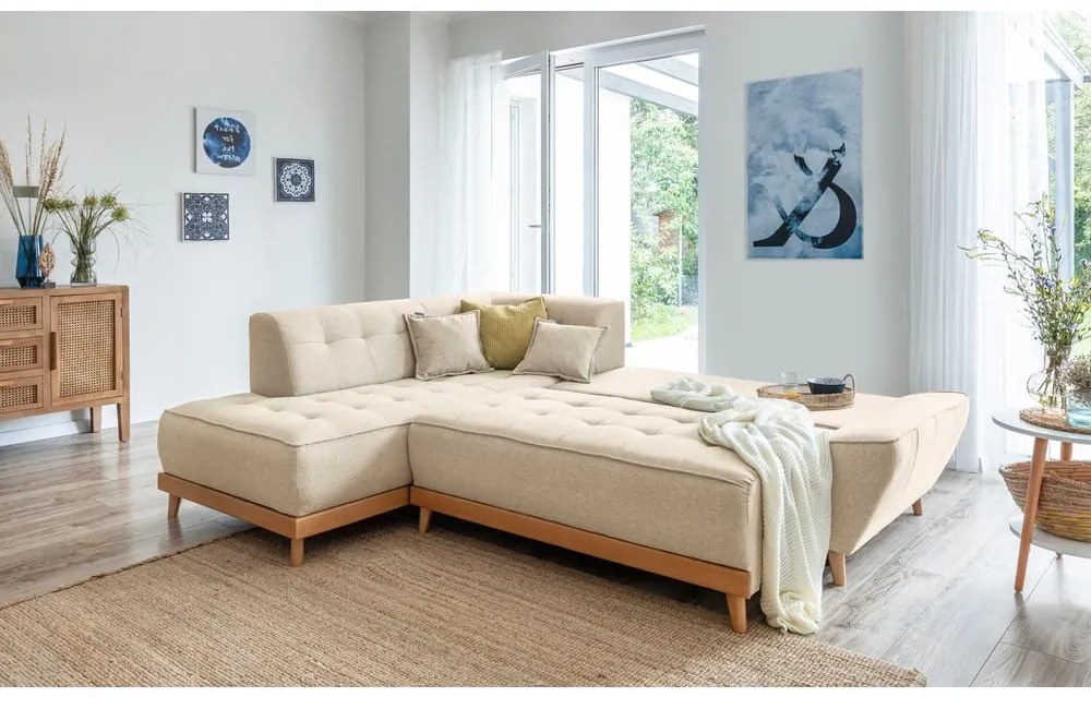 Divano letto angolare beige (angolo sinistro) Dazzling Daisy - Miuform