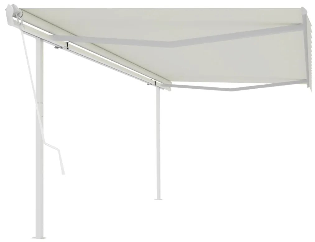 Tenda Da Sole Retrattile Automatica Con Pali 5x3 M Crema /