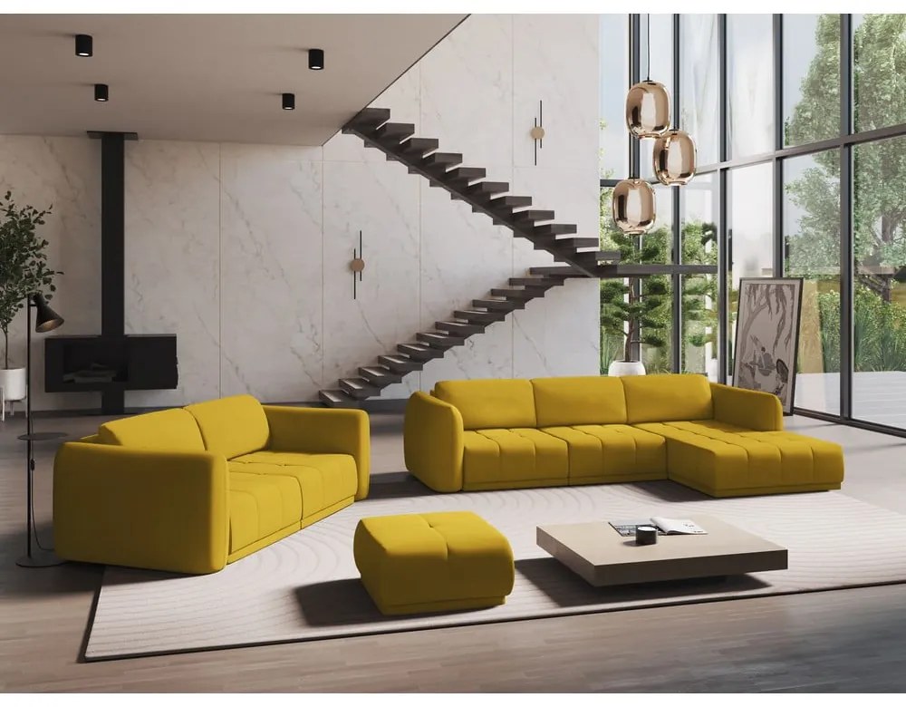 Divano angolare giallo (con penisola a destra) Hoku – Makamii