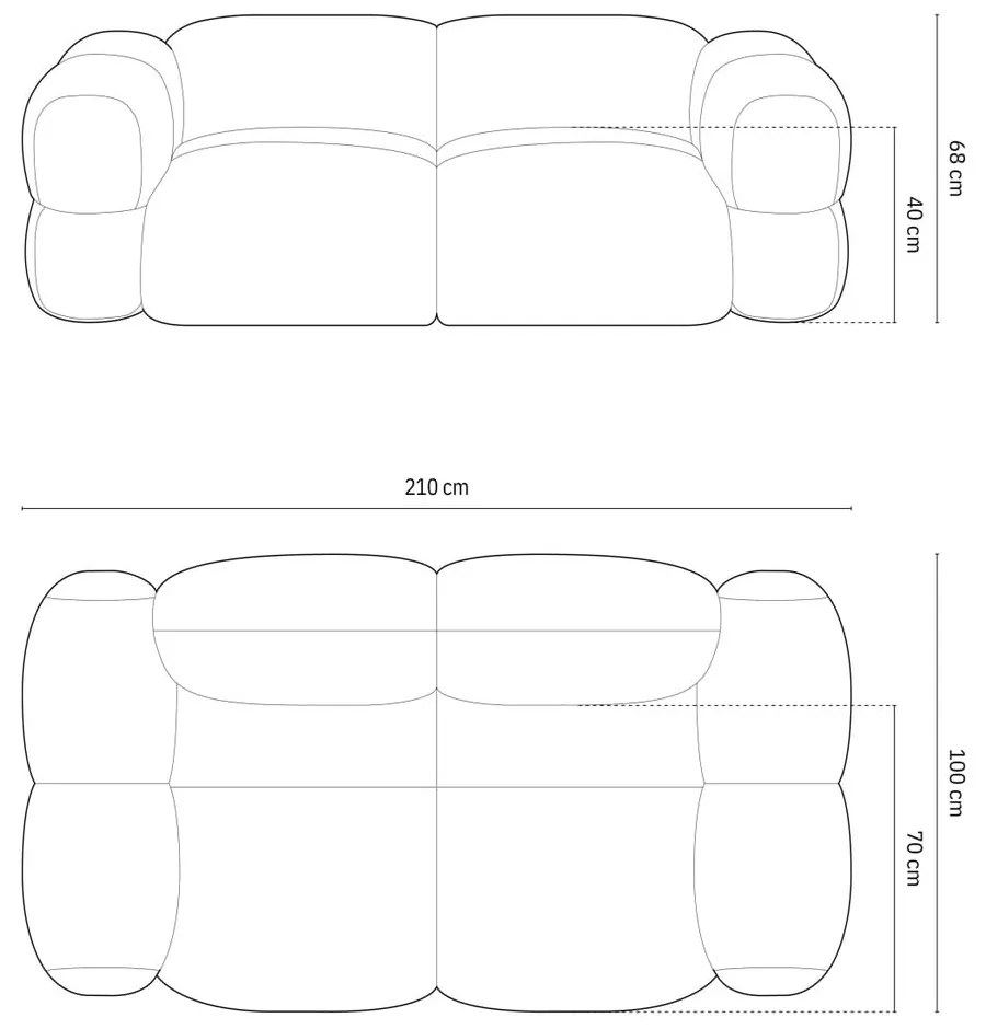 Divano marrone con rivestimento in velluto 210 cm Loretto – Cosmopolitan Design