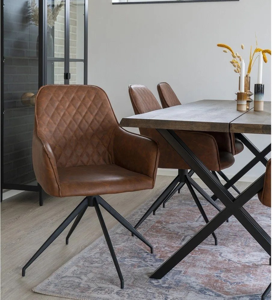 Sedia da pranzo marrone chiaro in imbottito Harbo – House Nordic