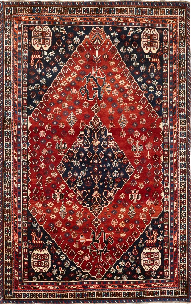 Shiraz Tappeto persiano 170x270 Rosso (Iran) Annodato A Mano