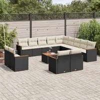 Set Divani da Giardino 14pz con Cuscini in Polyrattan Nero 3258934