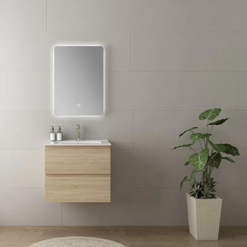 Mobile bagno 60 con lavabo integrato legno chiaro | KAM-HR60 - KAMALU
