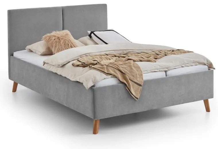 Letto matrimoniale imbottito grigio con rete inclusa 140x200 cm Piano – Meise Möbel