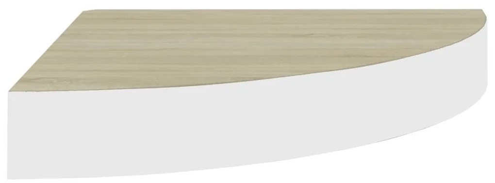 Mensole angolari 4pz rovere e bianco 25x25x3,8 cm in mdf