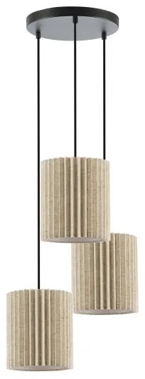 Brilagi - Lampadario sospeso a cavo NORDIC WAVE 3xE27/15W/230V diam. 38 cm lino/nero