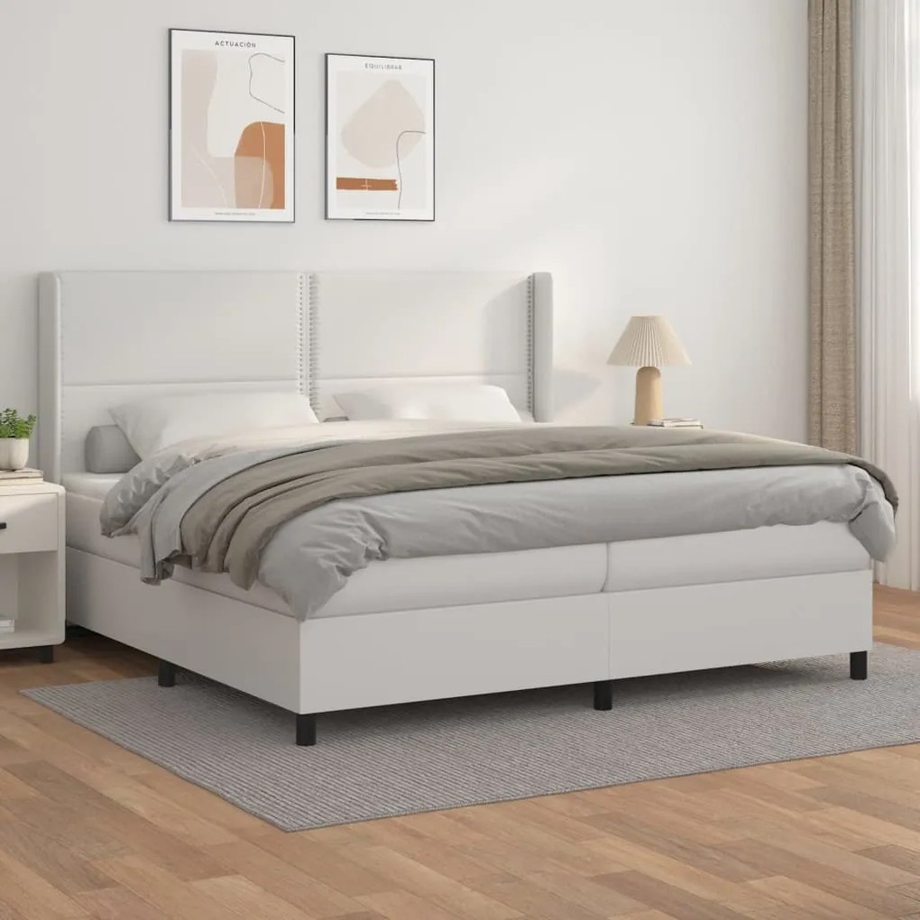 Giroletto A Molle Con Materasso Bianco 200x200cm İn Similpelle /