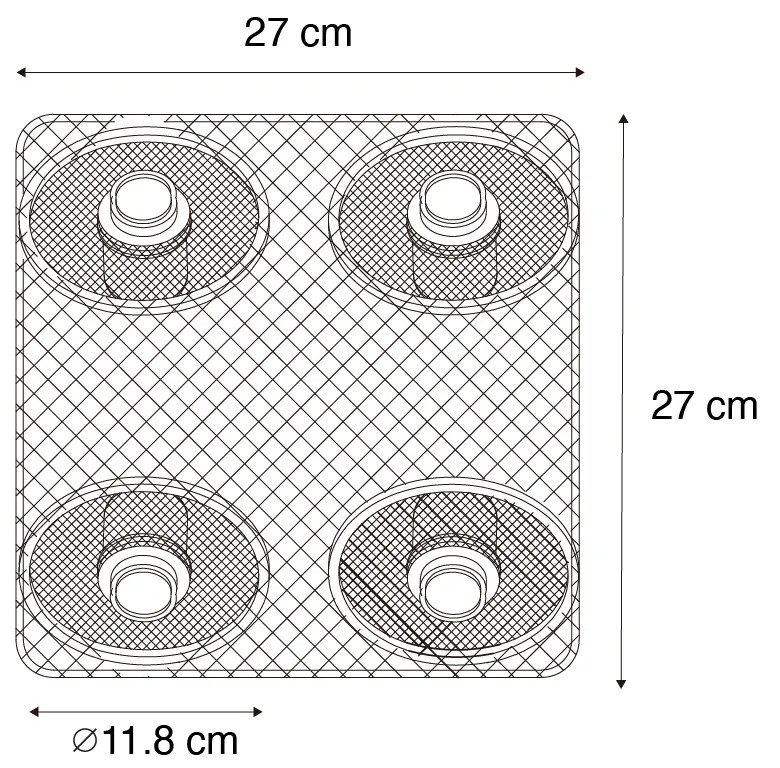 Faretto da soffitto industriale nero con legno 4 luci - Jasmine