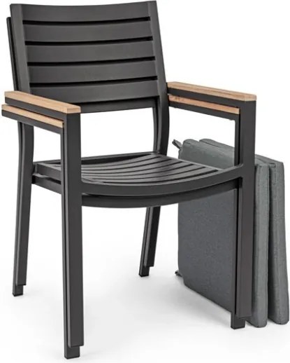 Sedia Da Esterno In Alluminio Con Braccioli E Cuscino Belmar Antracite Bizzotto
