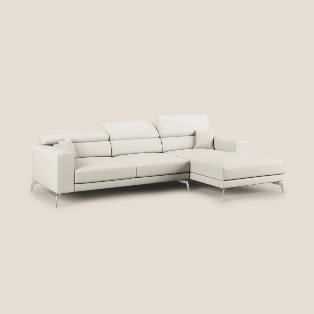 Blade Divano moderno angolare con poggiatesta reclinabili in Ecopelle T04 bianco