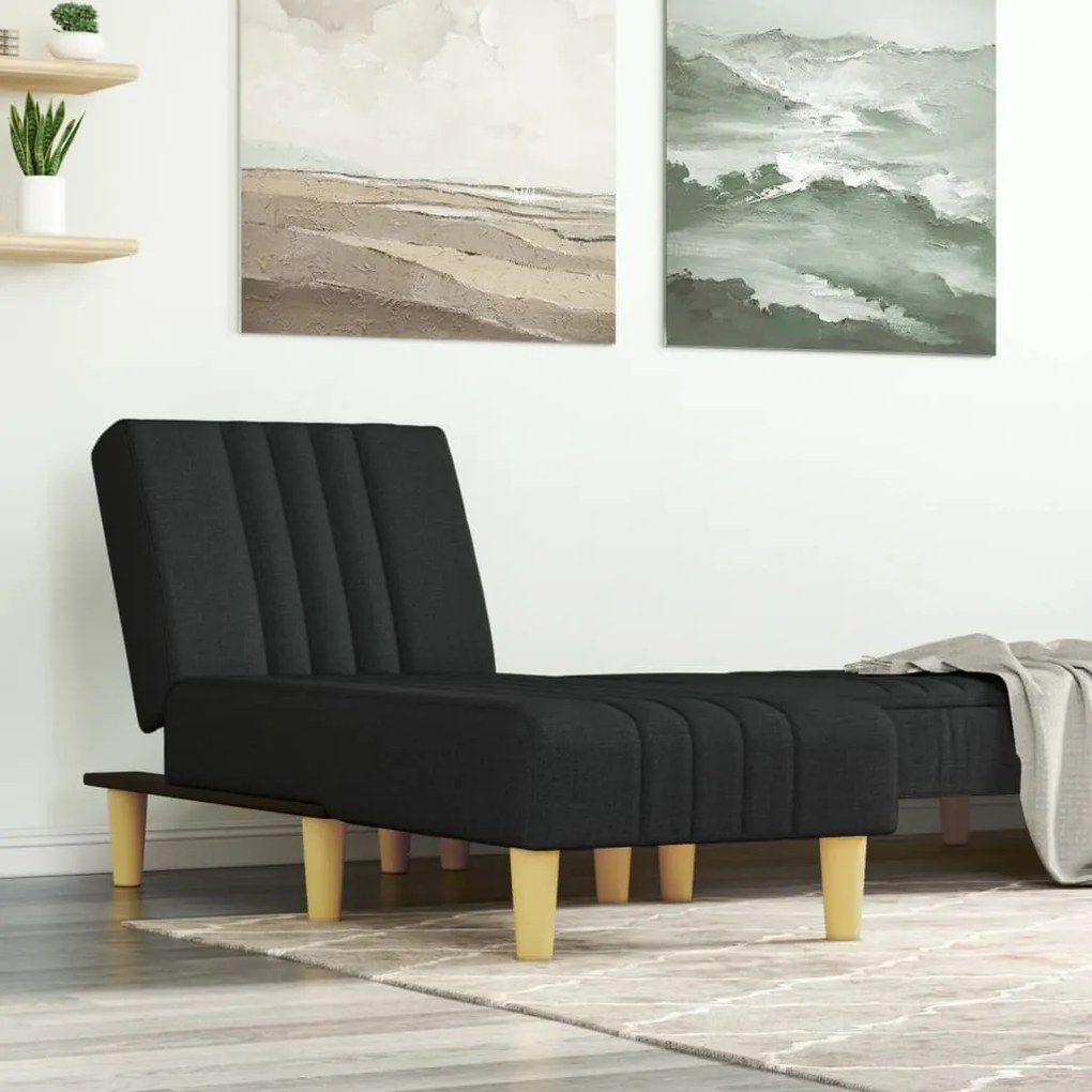 Chaise Longue İn Tessuto Nero /